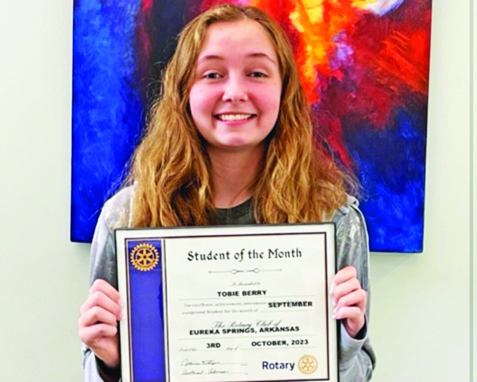 Student of the Month: Tobie Berry - Eureka Spring Times-Echo